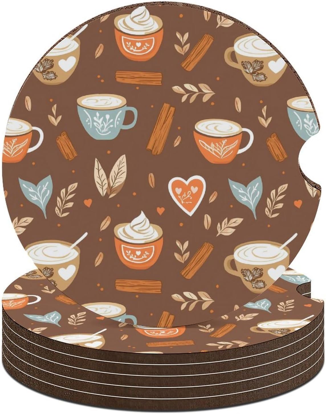 Coffee Mugs Cute Car Coasters 2.56 Inch Absorbent Cup Holder for Drinks Auto Interior Accessories