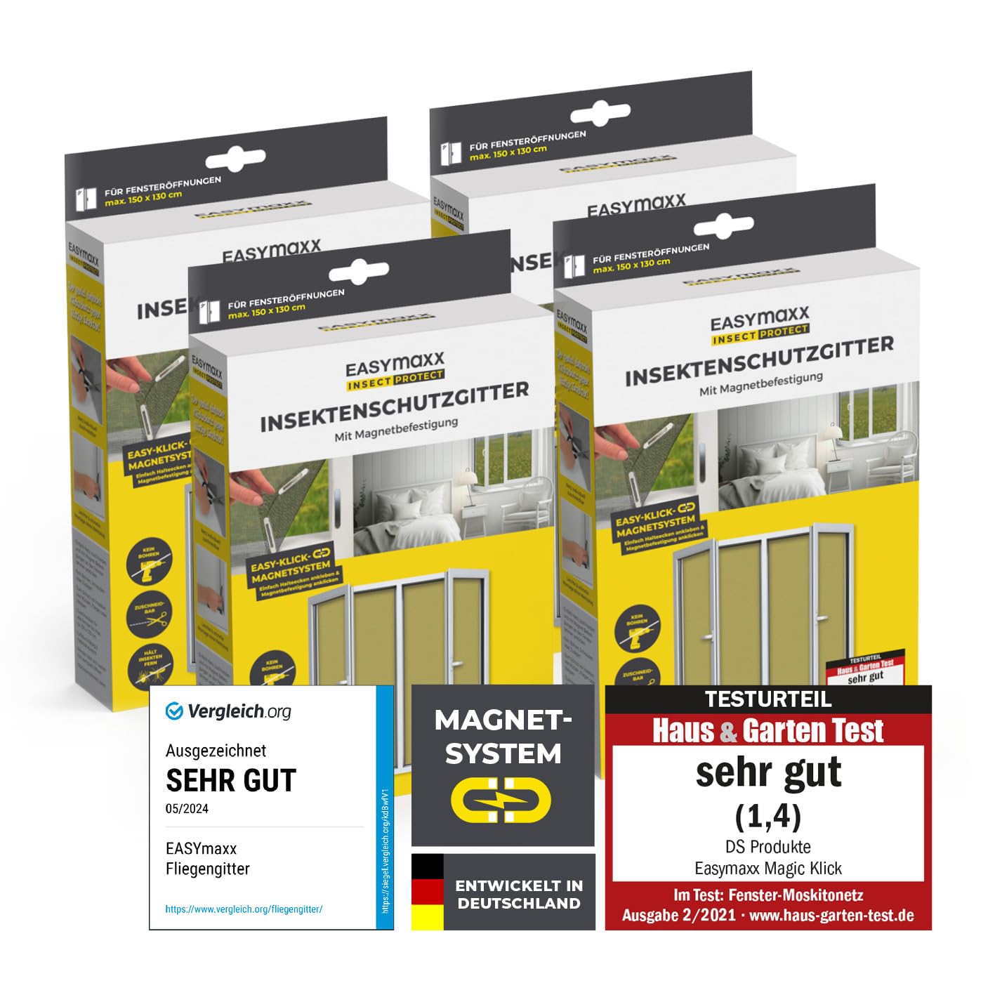 EASYmaxx Fliegengitter für Fenster mit Magic Click | Moskitonetz individuell zuschneidbar für alle Fenster bis 150 x 130 cm… – Ansicht 10