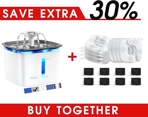 Veken Juego de 16 filtros y esponjas de repuesto para mascotas de 95 onzas (gris, plástico)