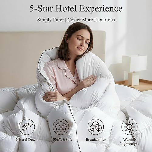 Miniatura 4 de Edredón de lujo de fibra de plumón tamaño King, ultrasuave y acogedor, relleno de edredón de la colección de hotel, esponjoso y cómodo, tamaño King