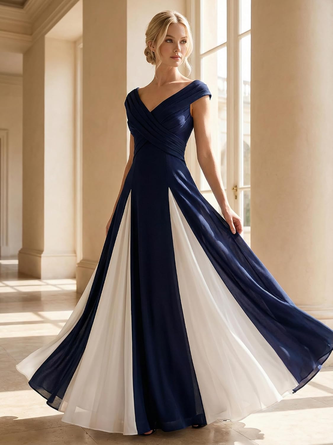 Ever-Pretty Women's Summer High Stretch Crepe V Neck Cap Sleeves Wedding Guest Dress Semi Formal Dresses 02649