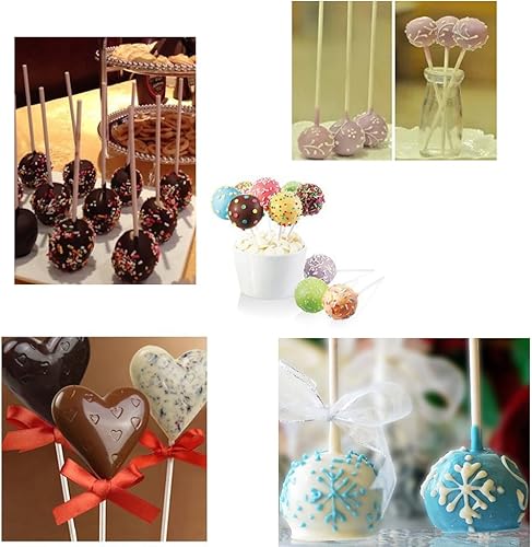 Miniatura 7 de COOLAKE Palitos de piruleta para tartas de 6 pulgadas, paquete de 200 palitos de algodón de azúcar para bricolaje, dulces de frutas caseros,