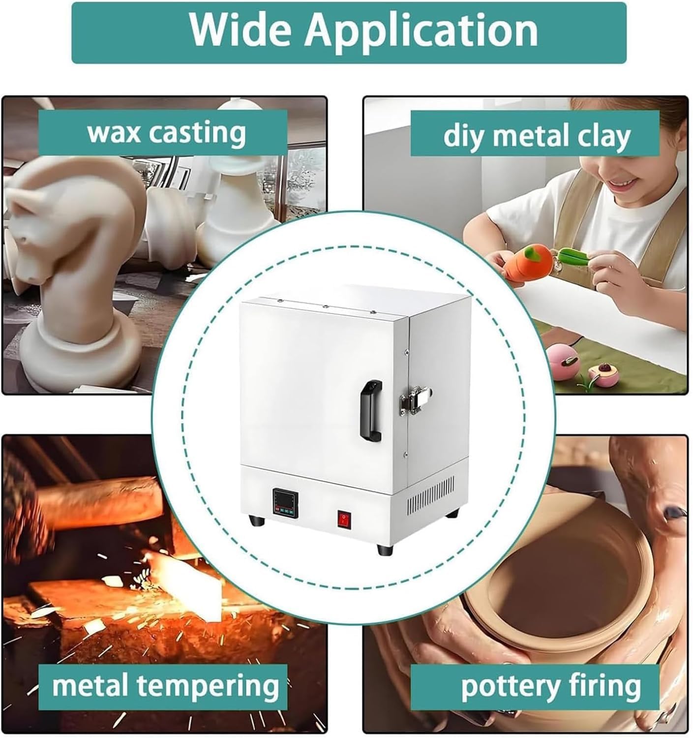 2000w Electric Kiln Furnace, 50℃ L Melting Oven, Muffle Furnace for Jewelry, Plaster Processing, Lab Use, Electric Burnout Oven