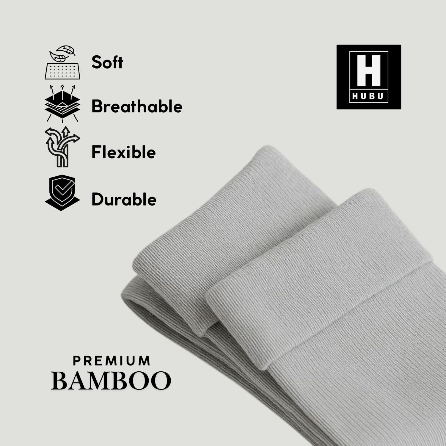Hubu Men's Bamboo Crew Socks 3 Pack - Breathable Lightweight Dress Socks, Moisture Wicking Soft Athletic & Daily Casual Socks