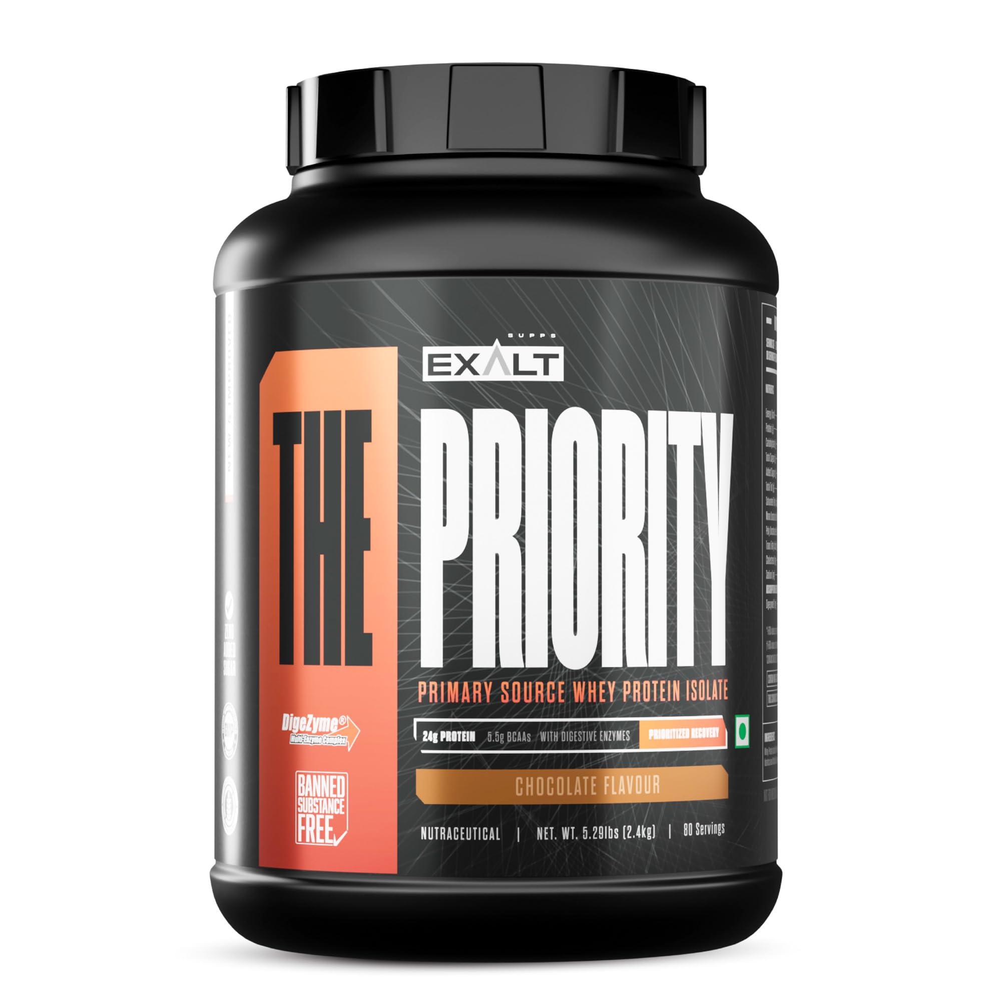 Priority Whey Protein Isolate | 24g Protein, 5.5g BCAAs & Digezyme | Fast Recovery, Zero Added Sugar | Cookies Pista Flavour, 2.4 Kg — Amazon image 10