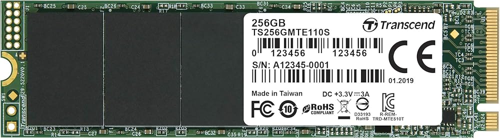 Transcend 256GB Nvme PCIe Gen3 X4 MTE110S M.2 SSD Solid State Drive - View 1