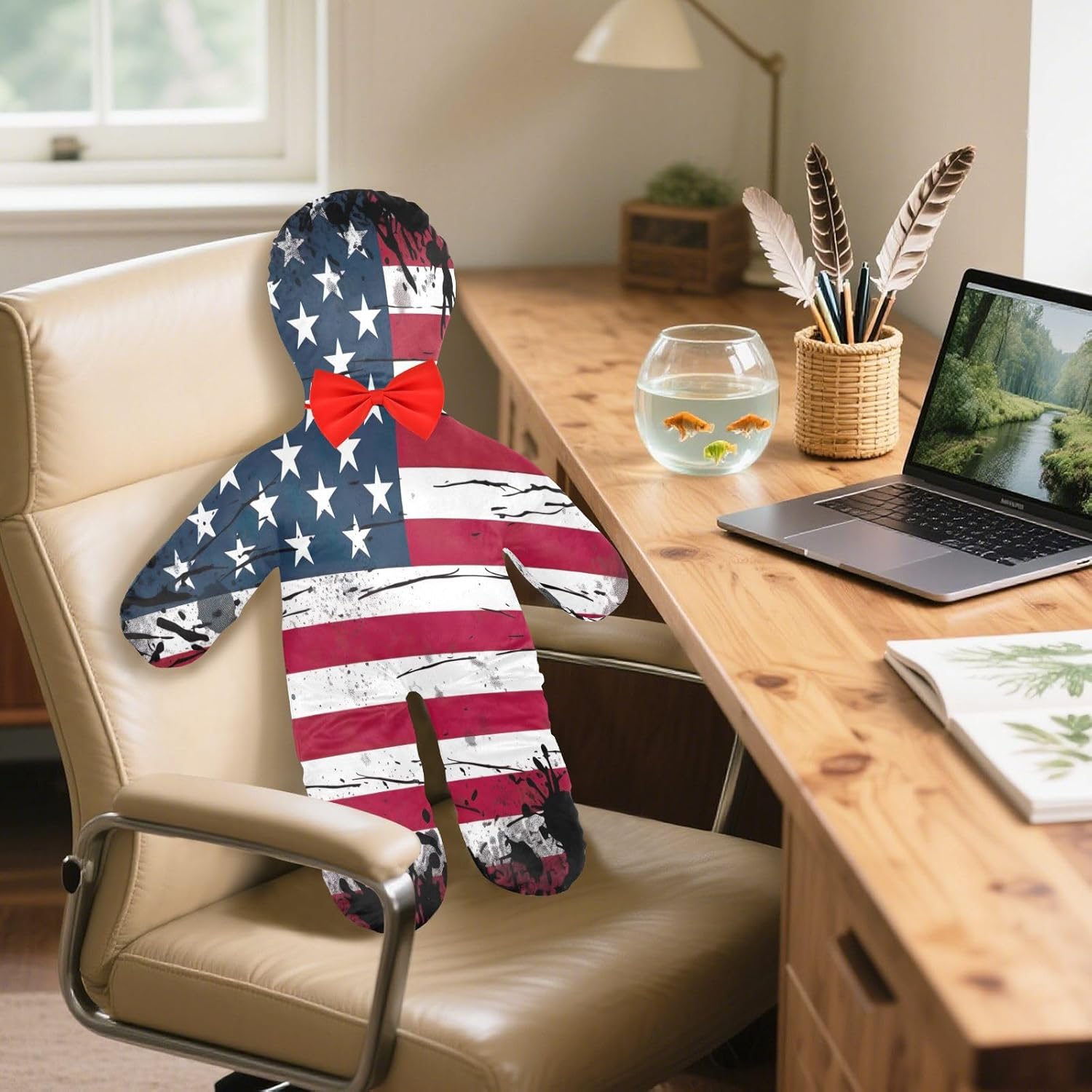 Flag Human-Shaped Pillow Soft Body Pillows Washable Velvet Pillows for Anxiety Relief Sleeping Cuddling & Support