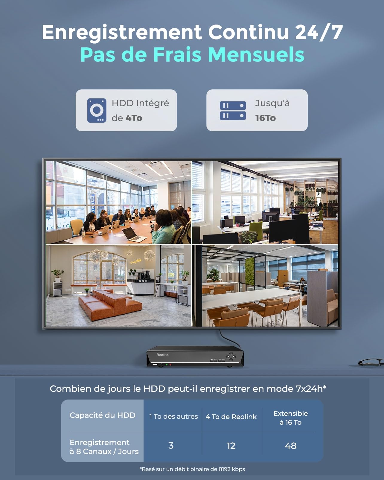 Reolink 12MP Kit Caméra Surveillance avec 8CH 4To NVR, RLK8-1200D4-A-4TB