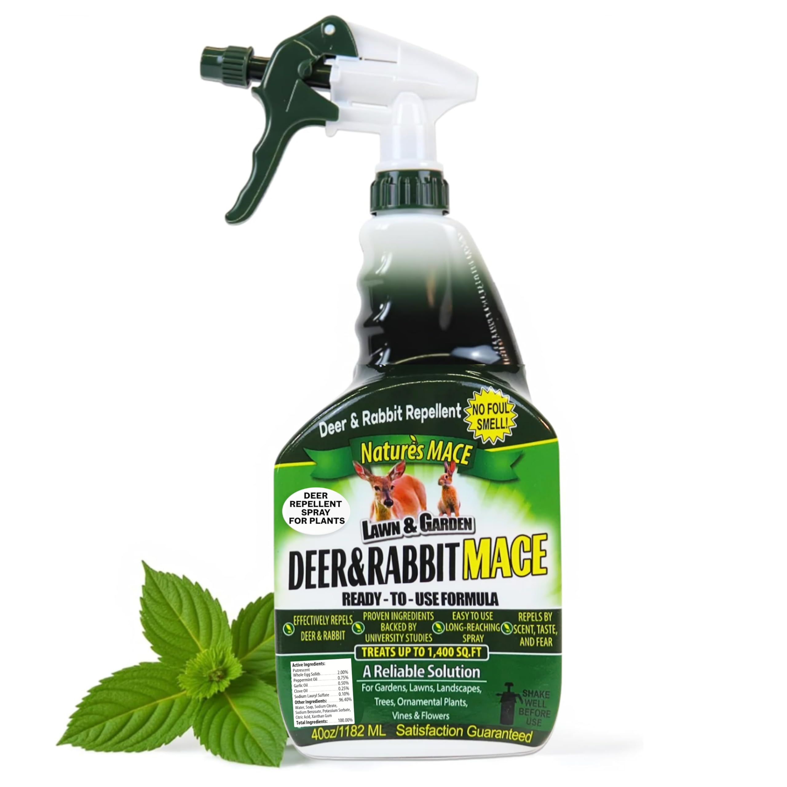 Nature’s Mace Deer and Rabbit MACE, Deer Repellent Spray For Plants, 40oz Ready-To-Use, Deer Deterrent, For Home & Garden, Protect Plants Fast, Keep Deer Out, Safe Around People, Pets, Plants, Produce