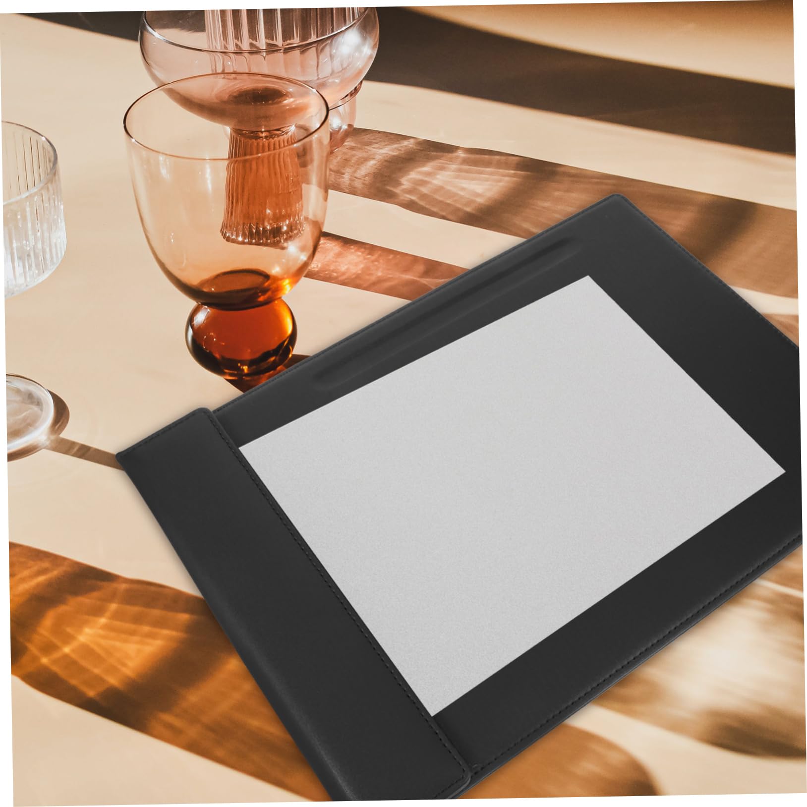 Carpeta de Visualización de Menú para Restaurante, Negra, Cuero