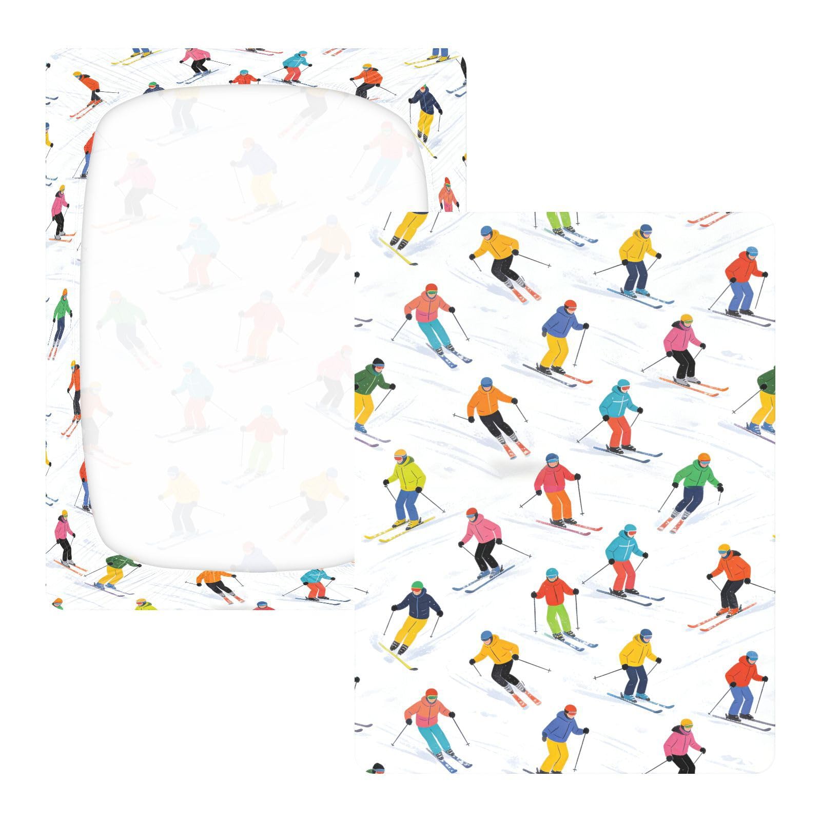 Skiing Sport - Sábanas para cuna de bebé para niños y niñas, de algodón, suave, transpirable, para decoración de guardería, 1 paquete de cuna para ni?o