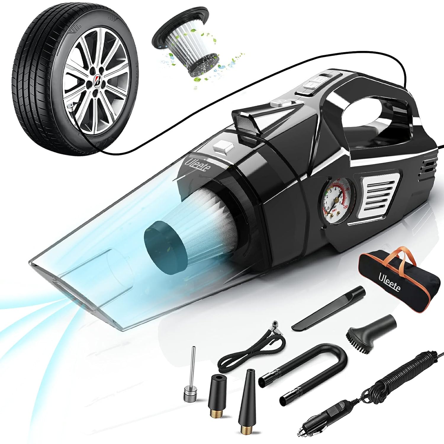 uleete Car Vacuum, 2 in 1 Best Portable Car Vacuum Cleaner with Air
