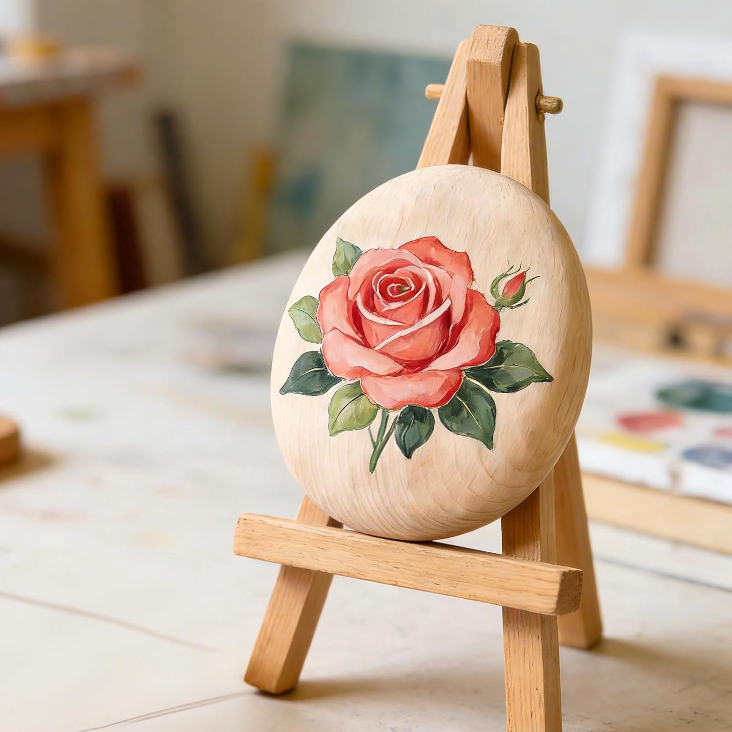 12 PCS Wooden Rocks for Painting, 3.5x1.1 Inch Flat Smooth Wooden Rocks Painting Rock for Crafts and Art