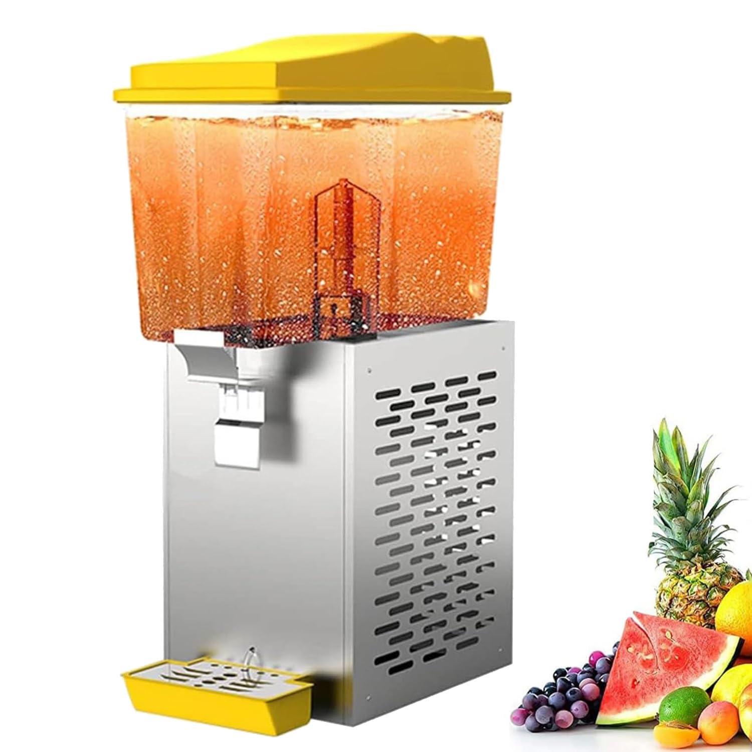 MYUYEE Glass Drink Dispenser, Commercial Juice Beverage Dispenser Hot And Cold Temperature Control 16L/32L/48L Multicolor (16L-Yellow)