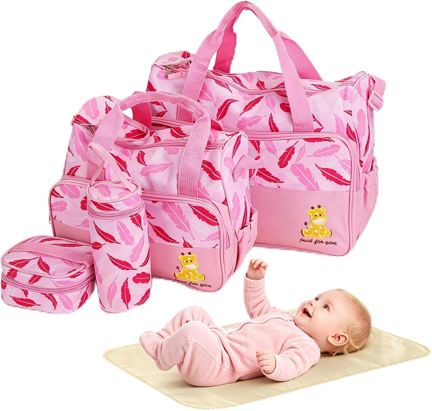 KOCASO 5Pcs Baby Nappy Diaper Bags Set