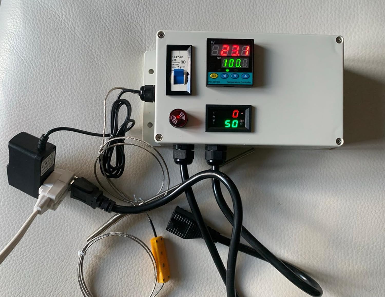Plug & Play PID Temperature Controller + Timer Control Panel Box with Circuit Breaker for Kiln Oven