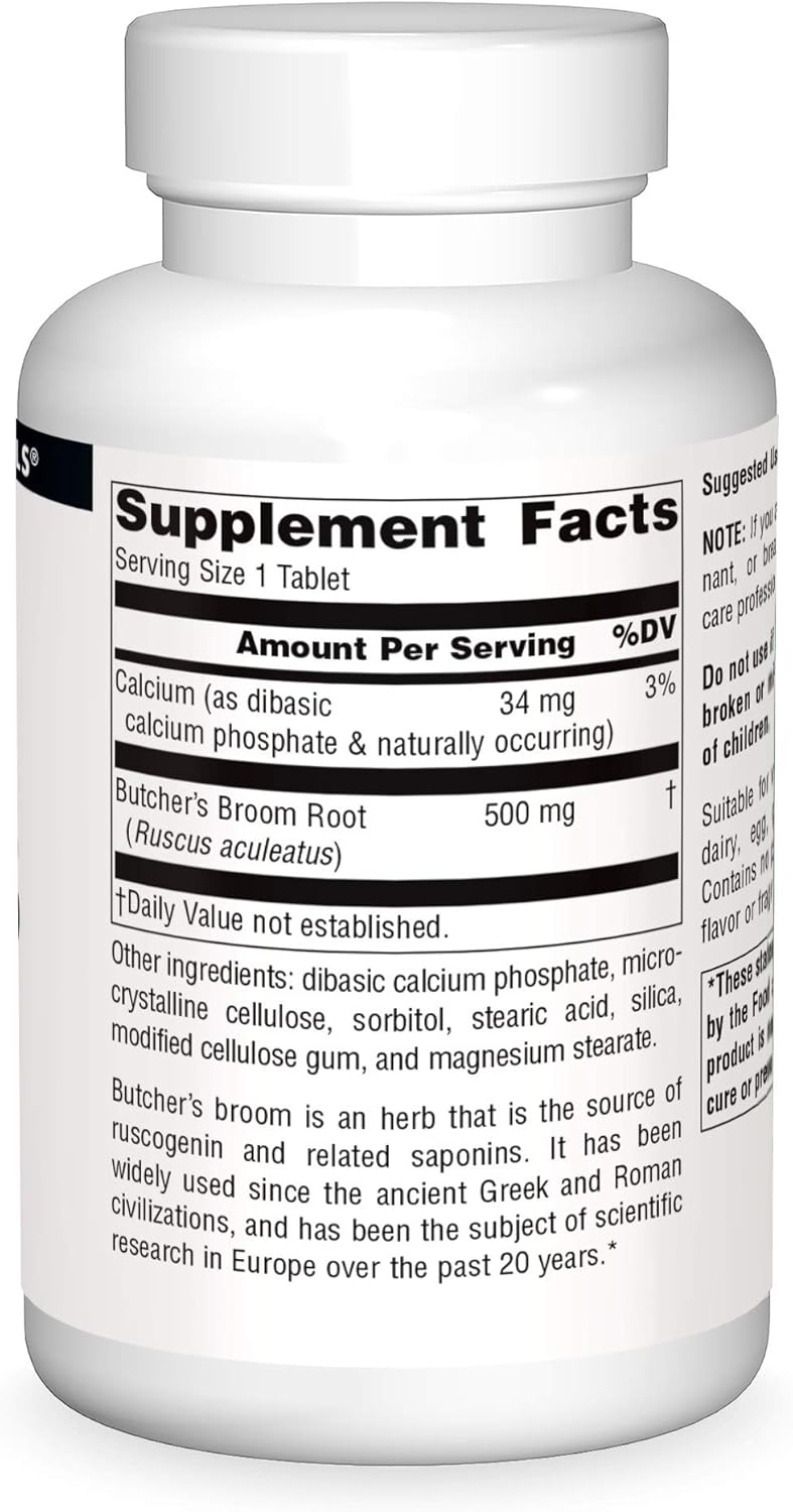 Source Naturals Butcher's Broom Dietary Supplement - Ruscus Aculeatus - 250 Tablets - Image 3