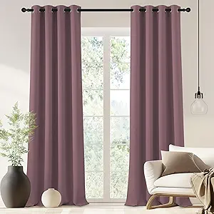 NICETOWN Blackout Drapery Curtain Panel 90 inches Long - Window Treatment Thermal Insulated Grommet Blackout Curtain/Drape for Bedroom Living Room (Dry Rose, 1 Panel, 46 by 90 inches)