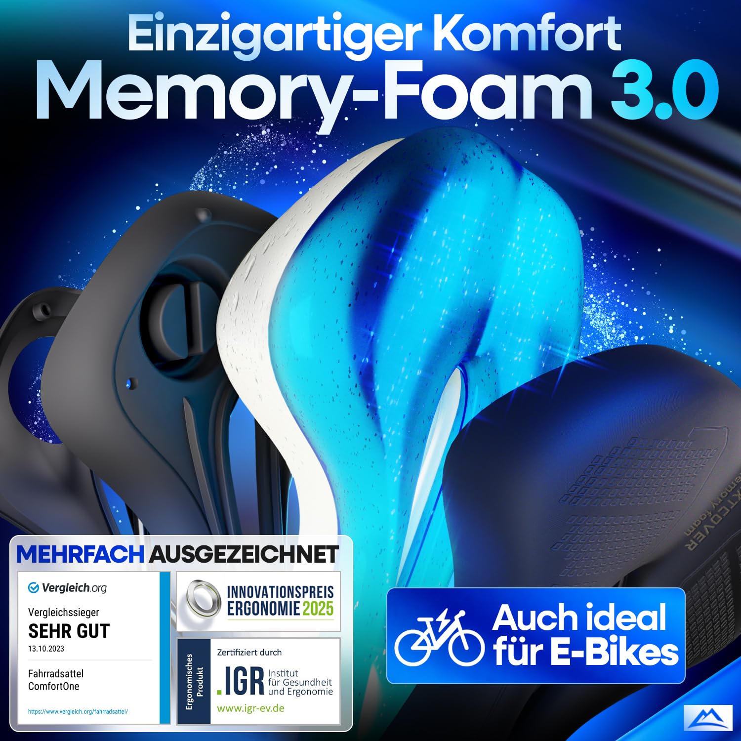 NEXTCOVER® Fahrradsattel - Das Original - mit Memory-Foam 3.0 I maximaler Fahrkomfort I ergonomischer Fahrrad Sattel für Damen & Herren I Fahrradsattel Herren bequem, Sattel Damen bequem weich