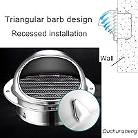 Vista 2 de Tapón de ventilación redondo de pared de 2 a 12 pulgadas, cubierta de ventilación de pared de acero inoxidable con rejillas extractor externo