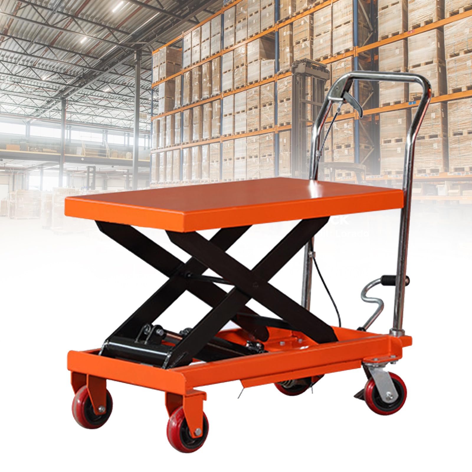 Hydrauliczny wózek stołowy podnoszący, nośność 150 kg, wysokość podnoszenia 1260, 1100 mm, rozmiar platformy, 700 x 450 mm, idealny do transportu i transportu ręcznego