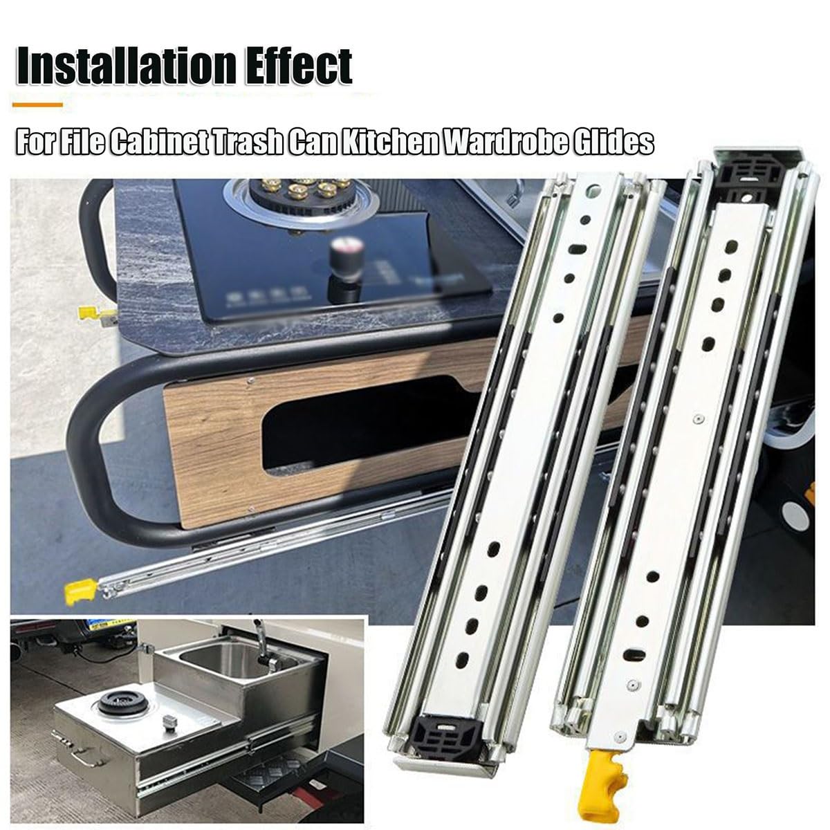 Schubladenschienen Schwerlast mit Schloss Vollauszug Schubladen Schienensystem 10 12 16 18 Inch Strapazierfähig Schubladenauszug 1 Paar(20in)