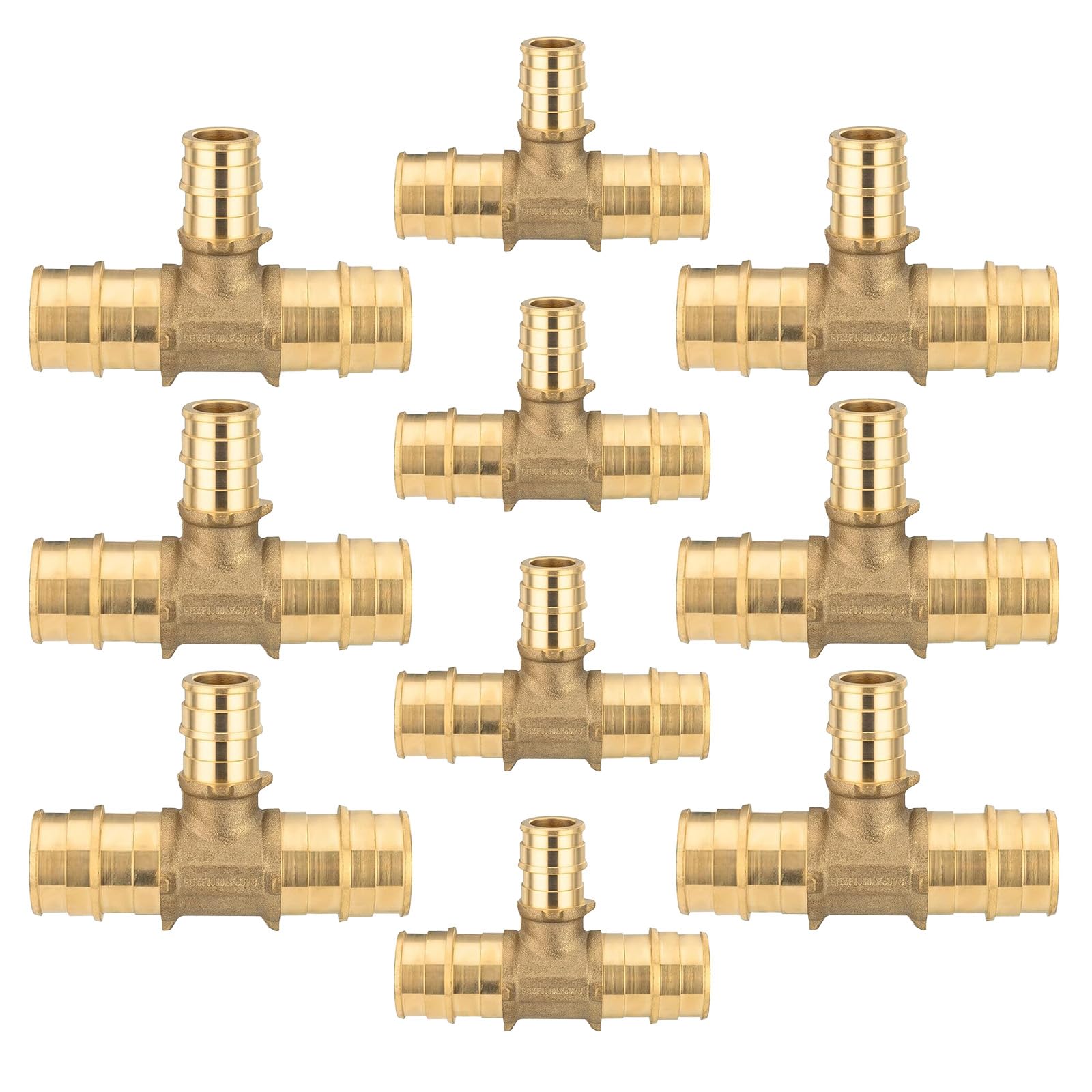 Accesorios de expansión PEX-A de 3/4 x 3/4 x 1/2 pulgadas, T de latón F1960, accesorios de expansión PEX para tubos Pex A (paquete de 10) (PEX1960120)