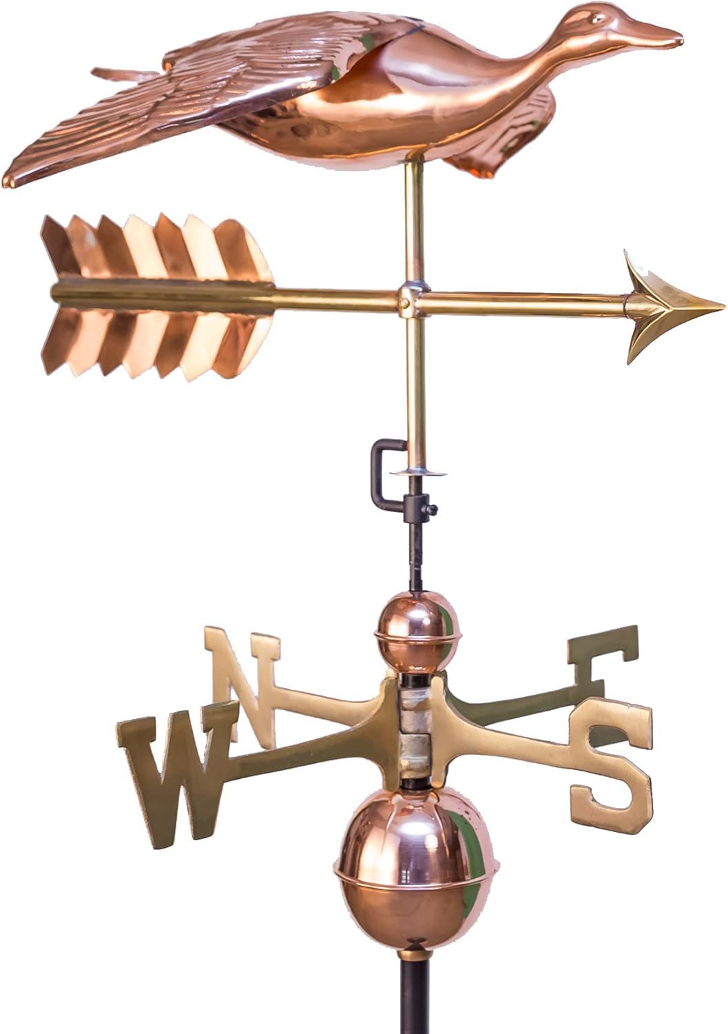 East Coast Weathervanes and Cupolas Copper Flying Duck Weathervane Polished