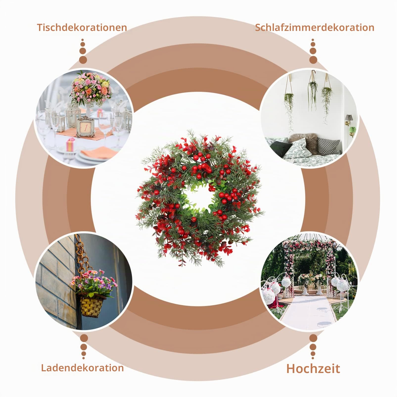 VALICLUD Weihnachtskranz Tannenkranz Türkranz Beerenkranz: Weihnachten Kranz Beeren Girlande Winterkranz Dekokranz Adventskranz Christbaumschmuck Türschild Deko Türdeko Weihnachtsdekoration