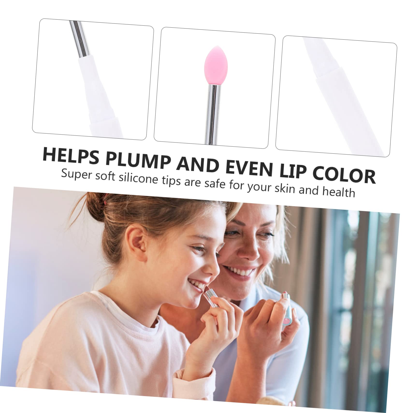 WRITWAA 4Pcs Silicone Lip Brush with Cover Durable Non Scratchy Applicators for Lip and Eyeshadow Makeup Stylish Design for Fashion Lovers for Cosmetics and Beauty Supplies