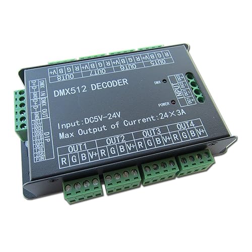 Regulador de intensidad de alta potencia para 24 canales 3 ACH driver DMX512. Sin parpadeo. Señal del indicador DMX de 500Hz parpadea para la