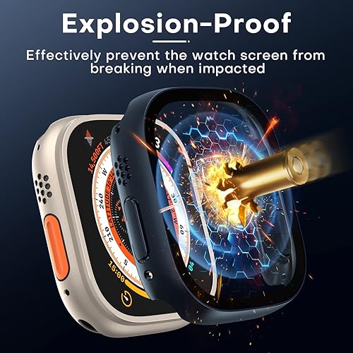 Miniatura 105 de Carcasas Tauri rígida, 2 unidades compatibles con Apple Watch SE Series 6, 5, 4, vidrio templado de dureza 9H integrado, delgada, a prueba