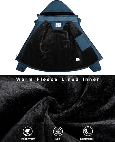Miniatura 3 de CAMELSPORTS Chaqueta impermeable de esquí de montaña para mujer, con forro polar, impermeable, resistente al viento, con capucha para otoño e