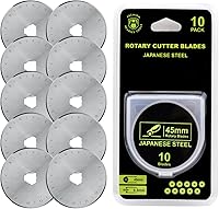Headley Tools 45mm Rotary Cutter Blades 10-Pack | Fits Olfa Fiskars | Sharp Japanese SKS-7 Steel for Quilting Sewing Crafts