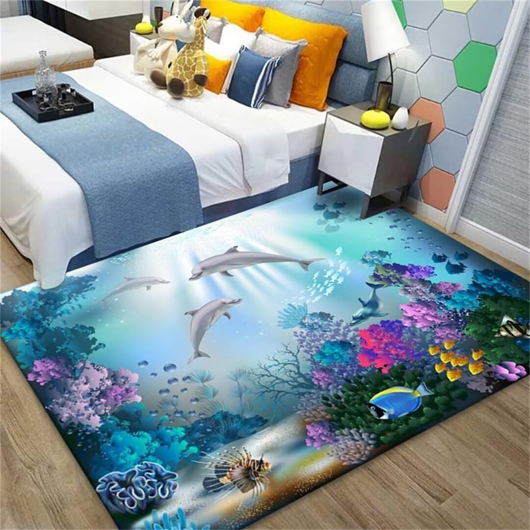 Tapis chambre enfant doux bleu 100x160cm contre le sol froid pour salon et ado