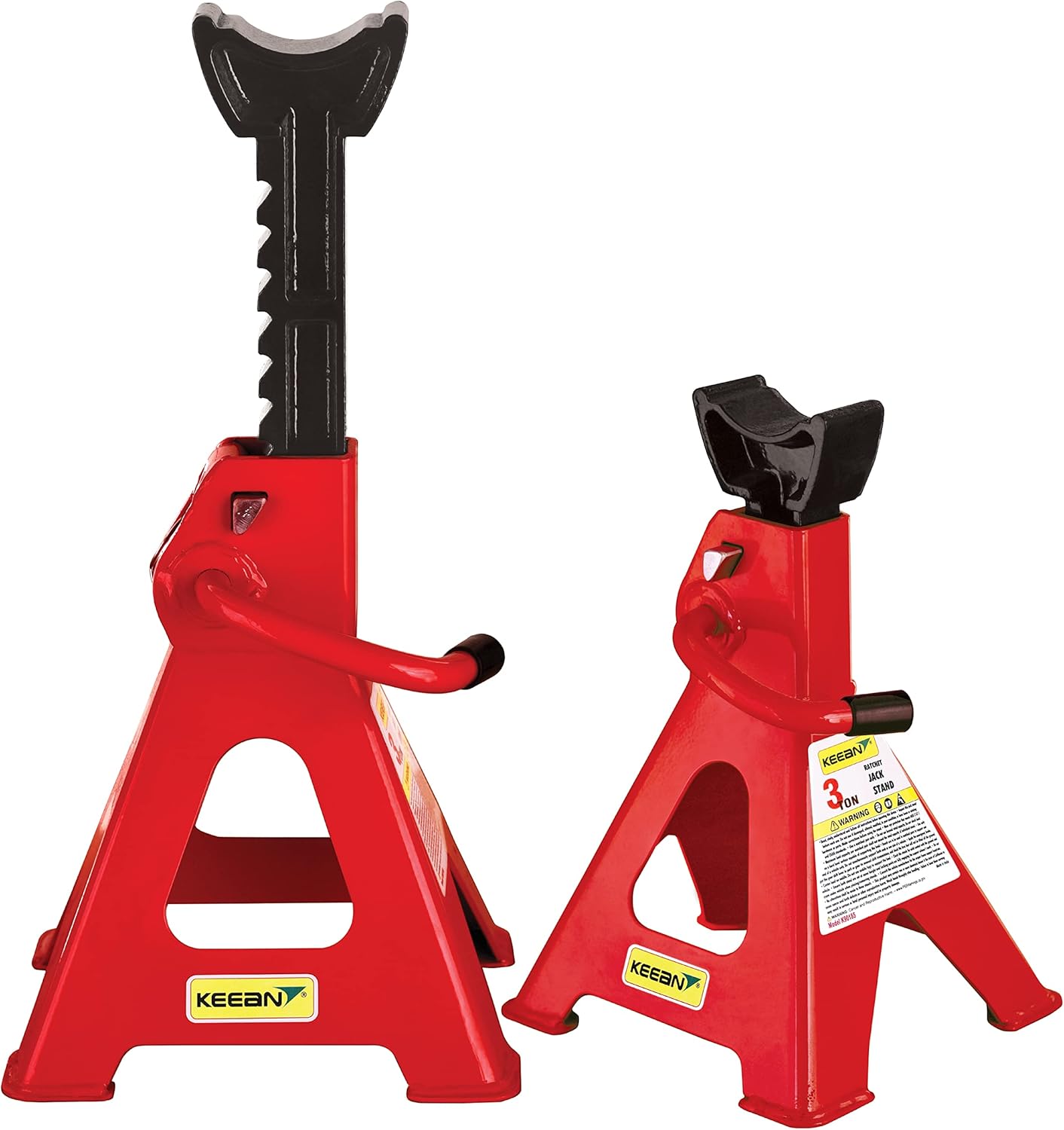 KEEAN Double Saftey Steel CAR Double Locking Jack Stand with Heavy Duty Self Locking Ratchet Handle with Saftey PIN (3 TON Pair)