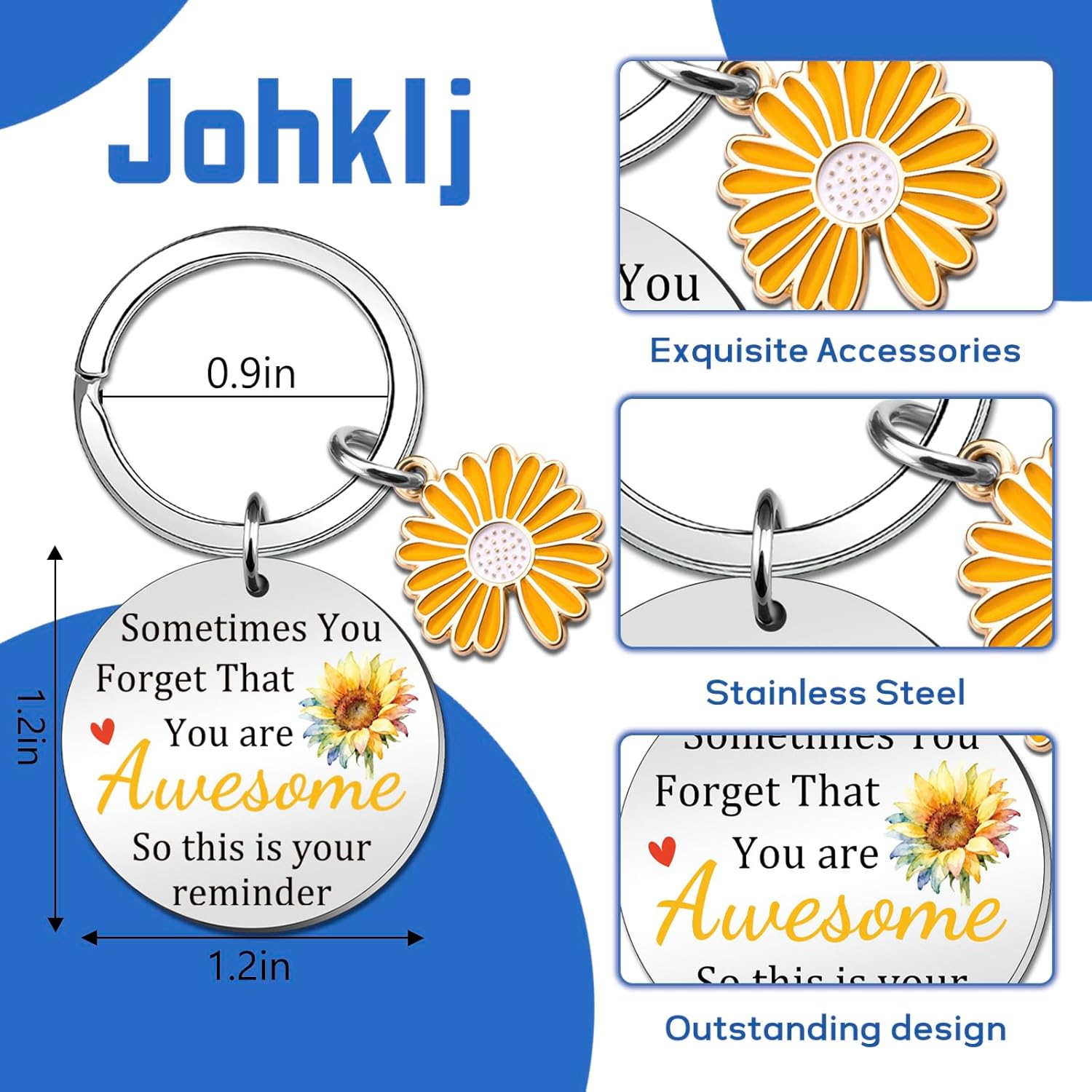 Sunflower Gifts For Women Inspirational Gift For Friends Bestie Yellow Sunflower Keychain Friendship Gifts For Women Female Best Friend Birthday Gift For Coworker Stocking Stuffers - Image 2