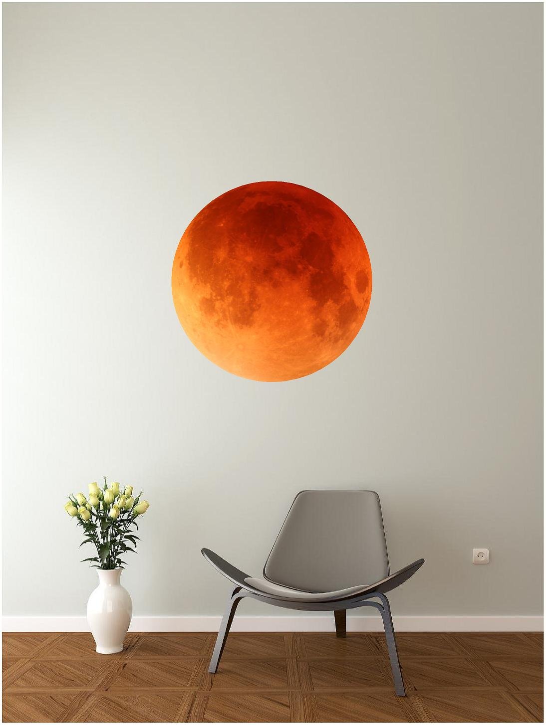 24" Blood Red Moon Wall Decal!! Lunar Dot Sticker Graphic Removable Reusable HD Photo for Home, Office, Nursery Decor