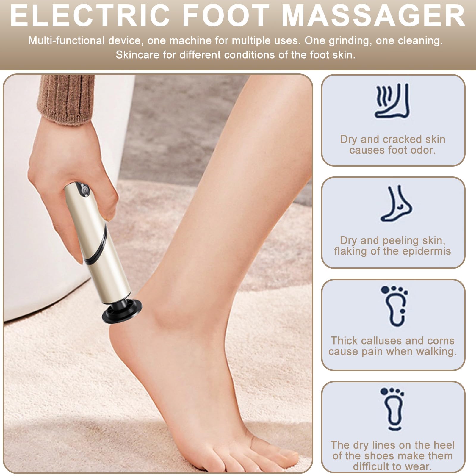 Eliminador de callos eléctrico, 2 en 1, plegable, pantalla LED y 9 velocidades ajustables, tecnología de sensor de callos para pieles muertas duras y agrietadas