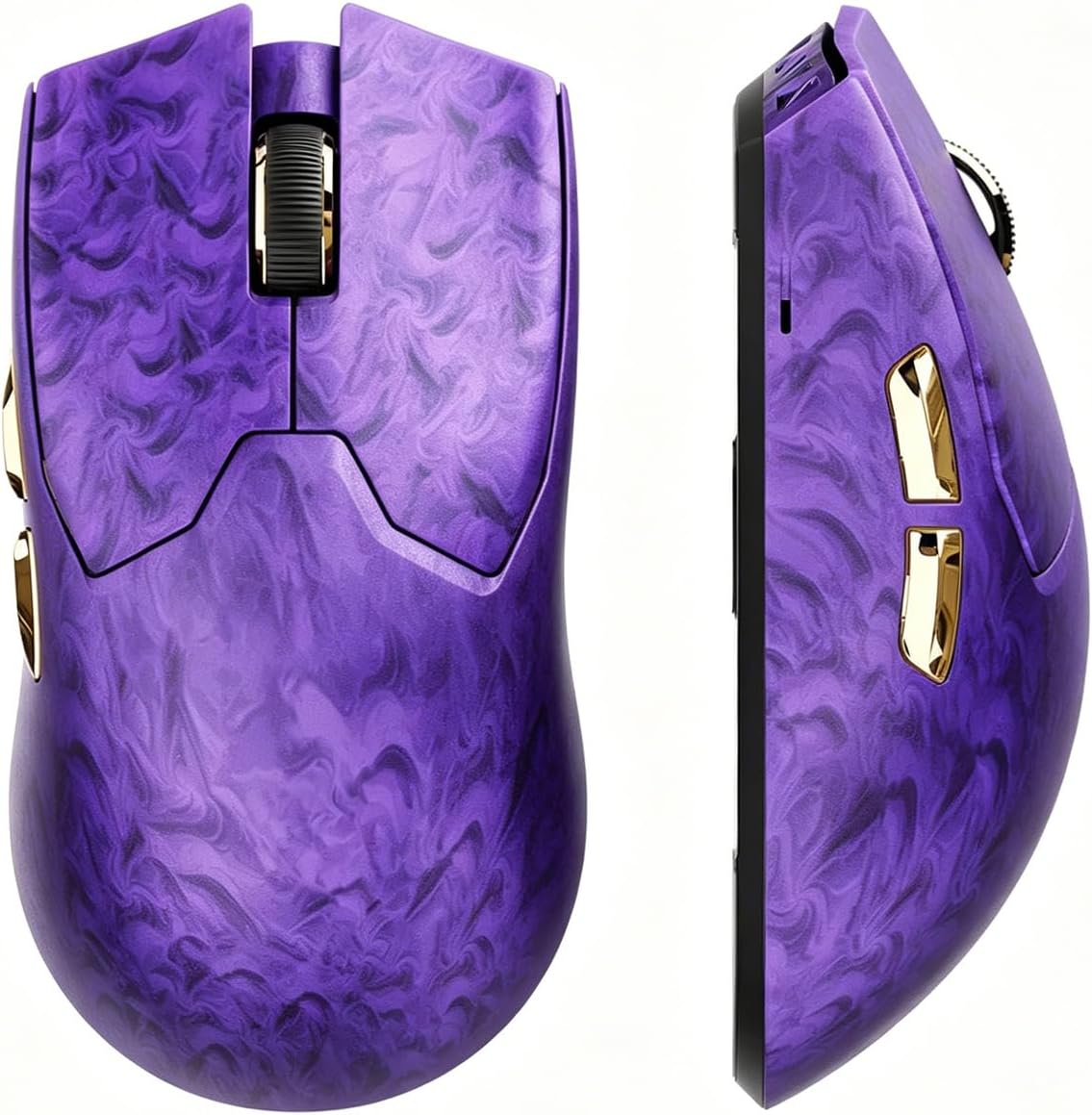 EWEADN Z7 Carbon Fiber Shell Wireless Gaming Mouse with 42000 DPI, PAW3950 Sensor, Kailh Optical Switch, Ergonomic 52g Lightweight, 8k Polling Dual-Mode (Wired/2.4GHz), Up to 300 Hr Battery, Purple