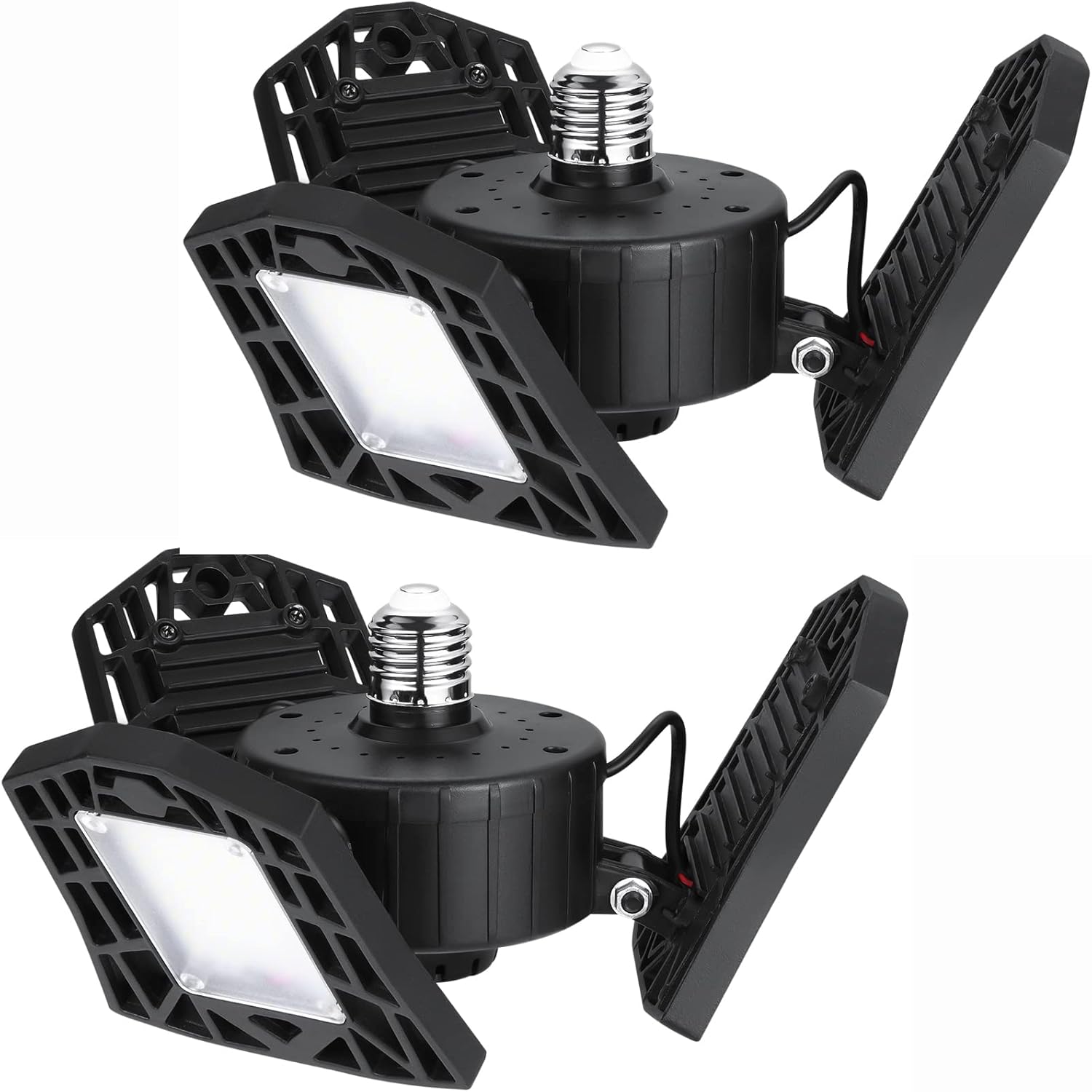 LED Garage Light - 6000 Lumen 4500K Neutral 60W, Three Leaf Led Garage Ceiling Lights -2 Pack