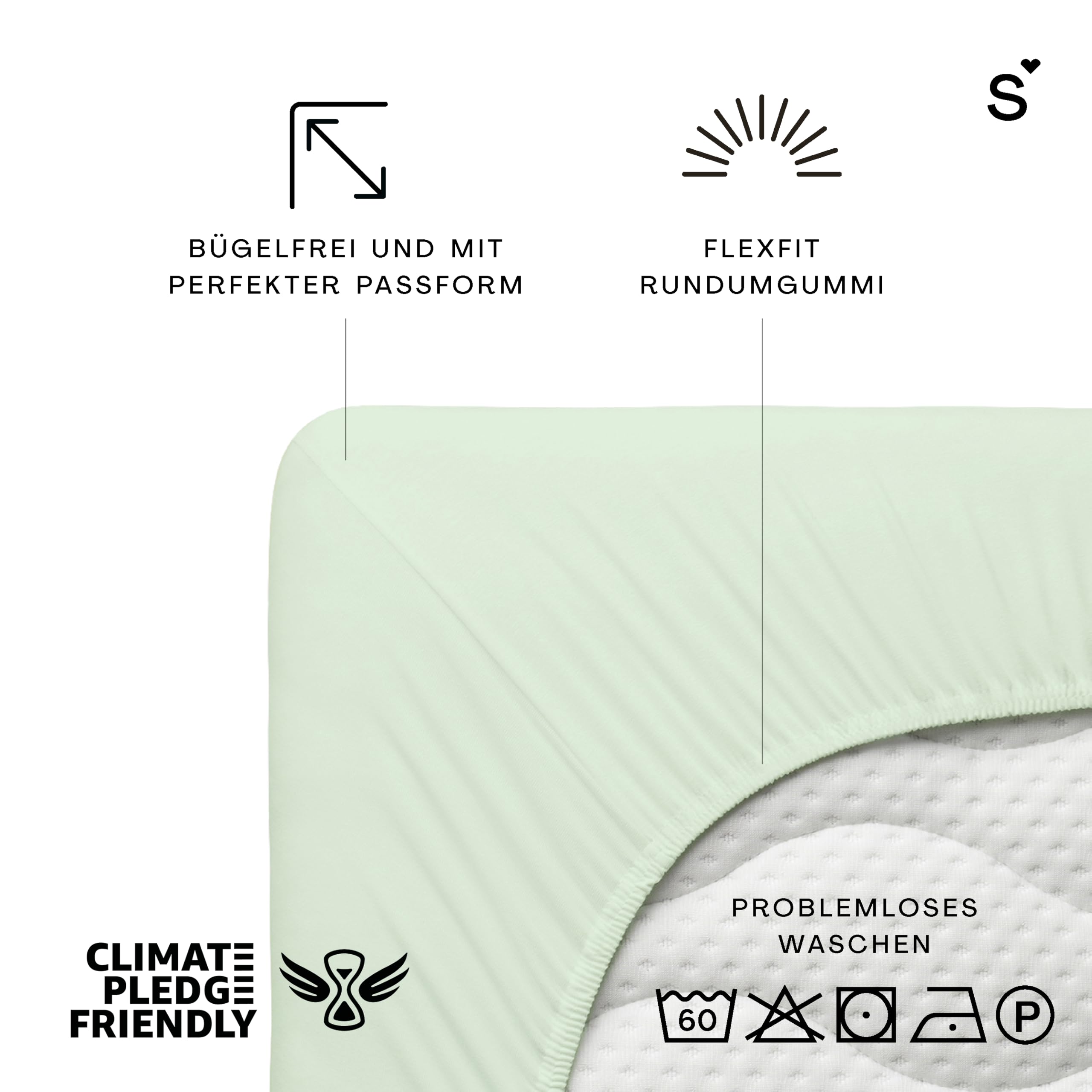 schlafgut Premium Spannbettlaken 180x200 cm Bio-Baumwolle, Green Light