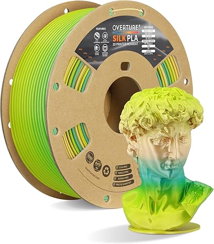 Vista 12 de OVERTURE Filamento de ácido poliláctico de seda, 1/16 de pulgada, acabado bicolor, suave y brillante, carrete 2.2 libras, para joyería de cosplay