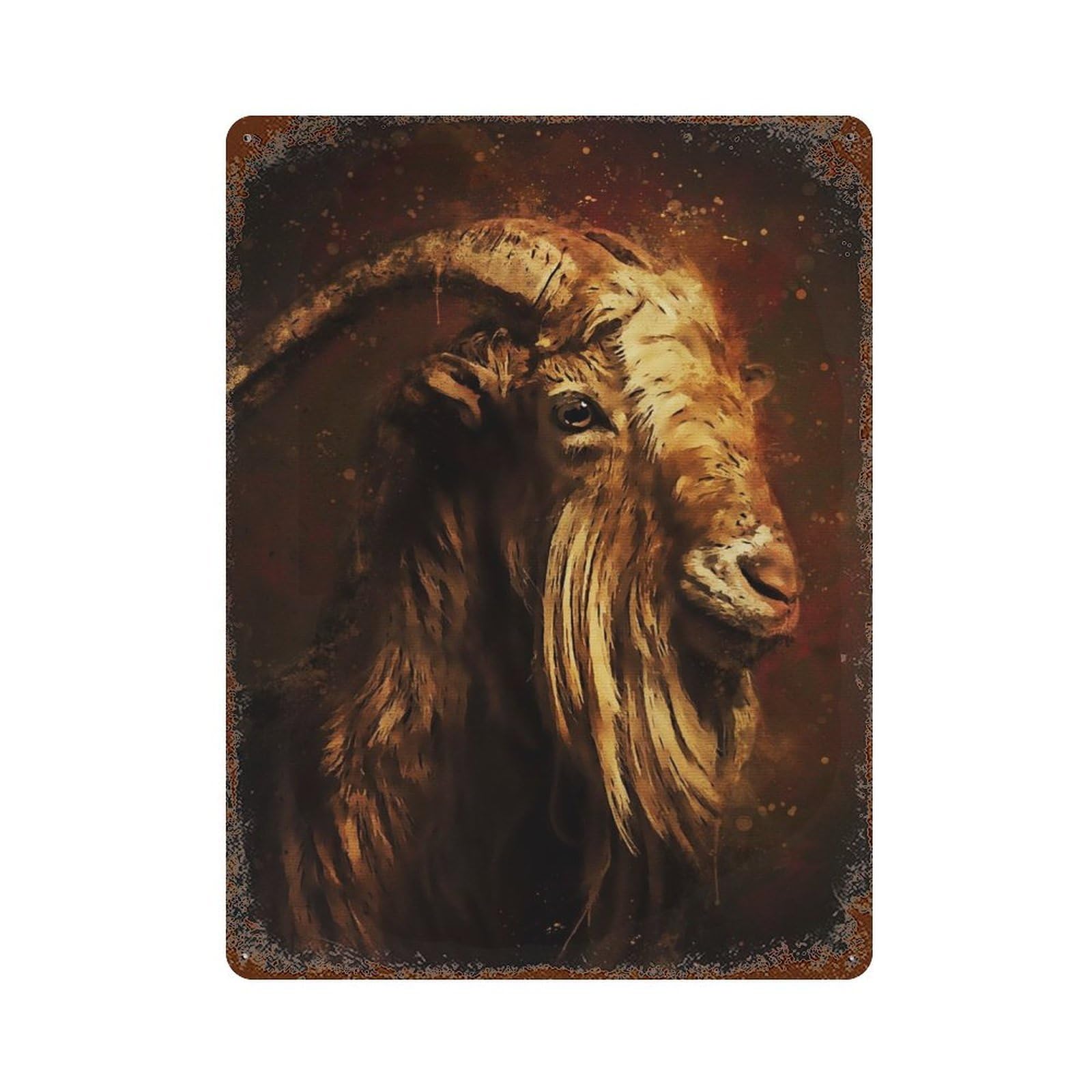 The Goat Rust Effect Tin Sign 15.7"x11.8", Decorative Metal Wall Art for Patio, Garden Room And Bar Decor