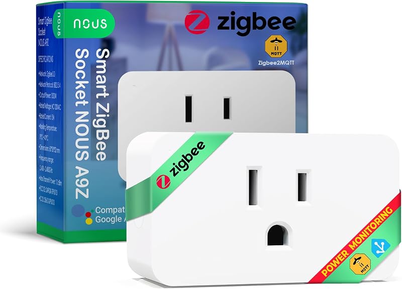 Zigbee Smart Plug, Energy Monitoring, 𝗭𝗶𝗴𝗯𝗲𝗲 𝗛𝘂𝗯 Required, ETL Certified, Compatible with Alexa, Google Home, Home Assistant, SmartThings, Remote App Control, Smart Outlet, 1 Pack