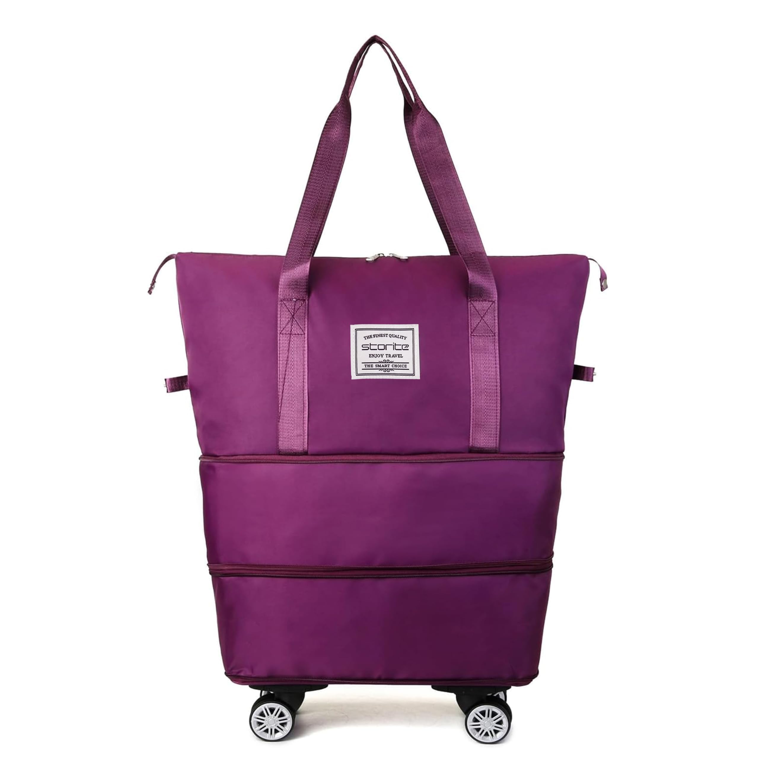 Storite Nylon 61 Cm Travel Duffle Bag With Wheels Expandable Foldable Bag For Travel Waterproof With Rolling Detachable Wheels