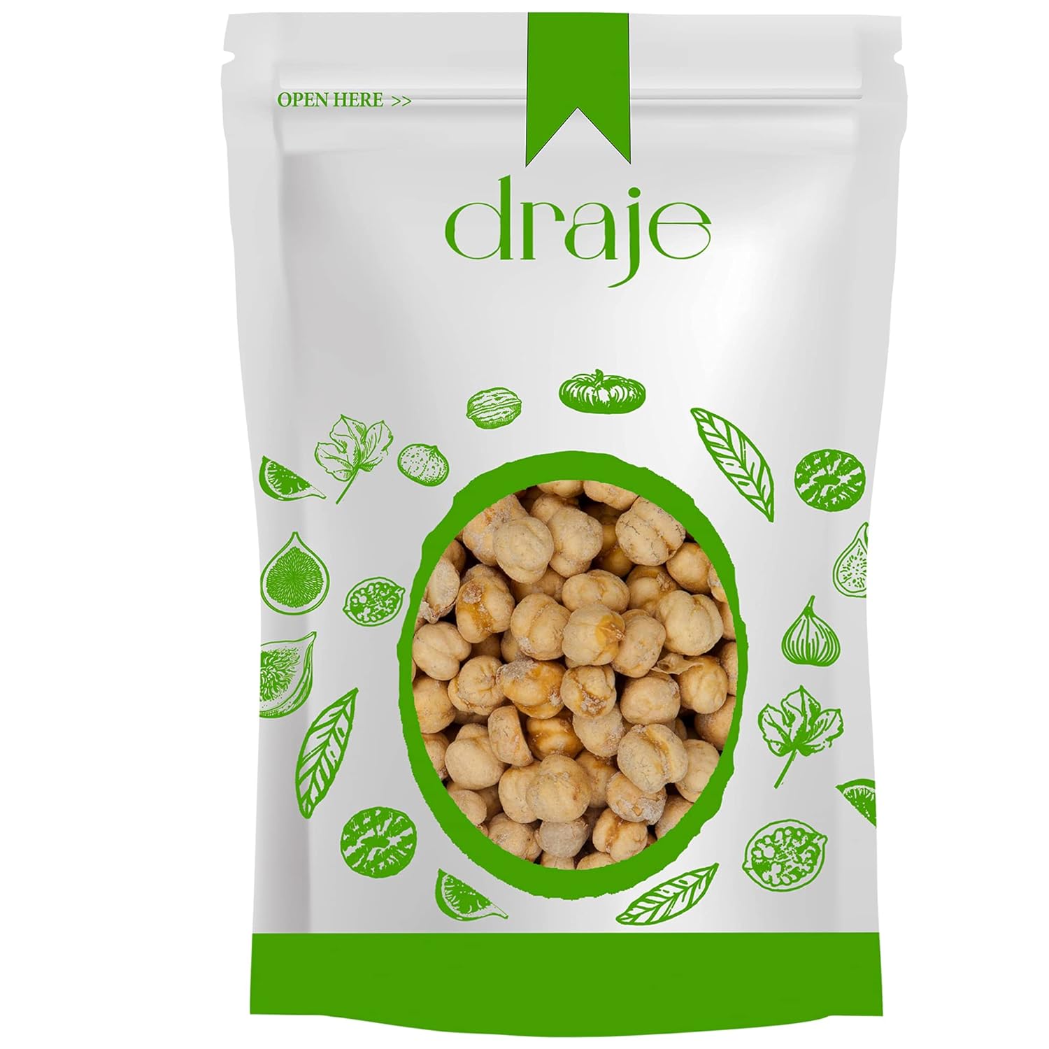 DRAJE Chickpeas Roasted and Salted, Crunchy Bulk Dried Garbanzo Beans, 2 Pound in