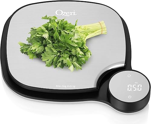 Miniatura 5 de Ozeri Báscula de cocina de acero inoxidable, 0.1 g (0.01 oz), tecnología de pesaje, color negro