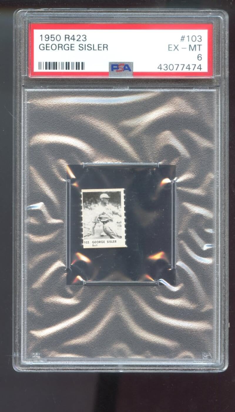 1950 R423#103 George Sisler PSA 6 Graded Baseball Card MLB Game Strip Orange Bk