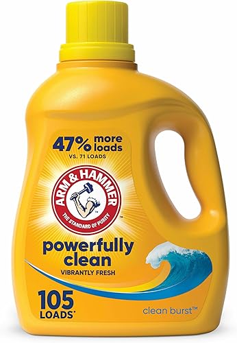 Arm & Hammer Clean Burst, detergente líquido para ropa de 105 cargas, 105 onzas líquidas